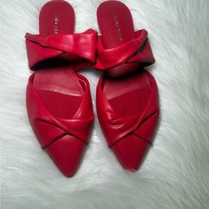 Marc Fisher Red Mules with Twisted Bow